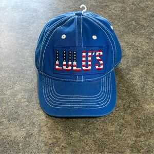 Lulu's Royal Blue Baseball Cap with Flag-Patterned Embroidery Alabama